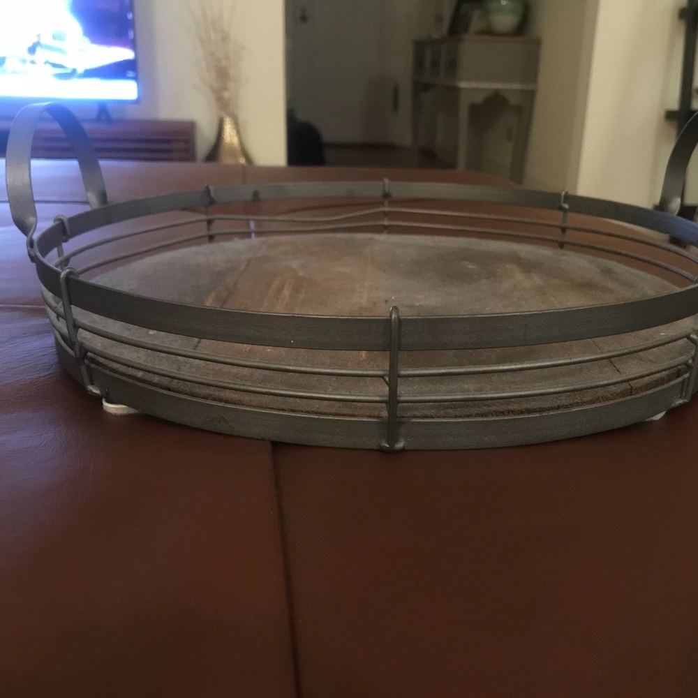 Metal and Wood Tray